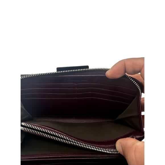 Christian Dior‎ Diorissimo Pattern Vingtage Continental Patton Burgundy Wallet - Picture 10 of 11